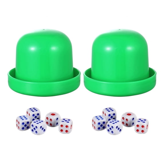 OIUR 2 Sets Dice Cup with Base 10 Dot Dice Heavy Duty Manual Shaker Cup Adults Family Night Bar Party Gambling Drinking Board Game Casino Equipment