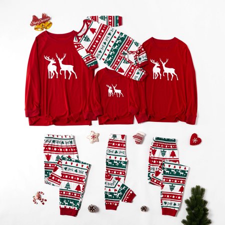 PatPat Christmas Deer Top and Patterned Pants Family Matching Pajamas ...