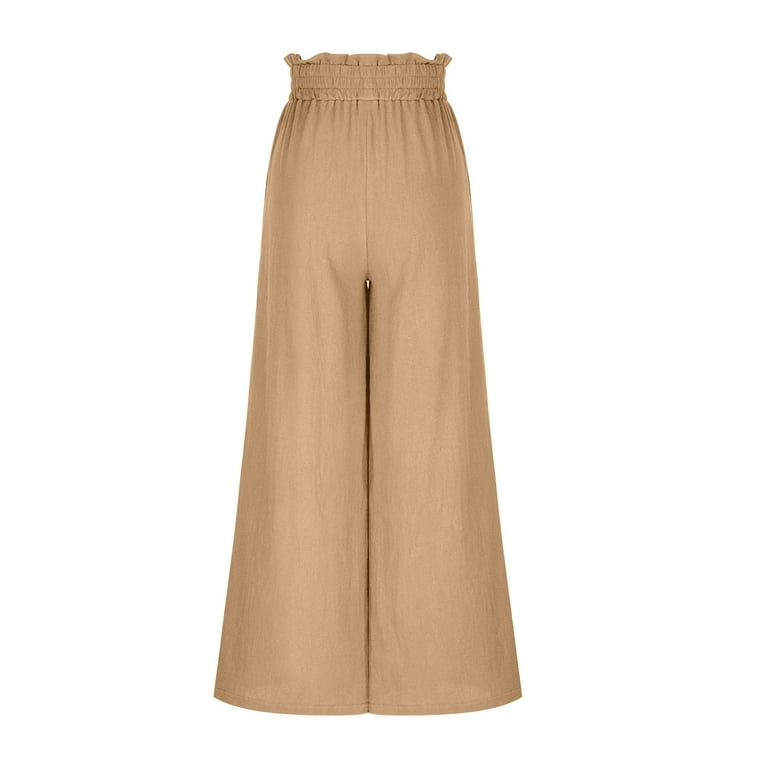 Nrmvnmi Women's Elastic High Waisted Wide Leg Dress Pants