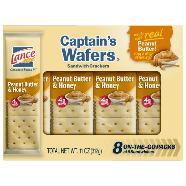 Lance Captain's Wafers Peanut Butter & Honey Sandwich Crackers, 8 Ct