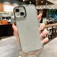 thumbnail image 5 of Compatible for iPhone 14 Luxury Glitter Plating Clear Case, Cute Bling Sparkly Shiny Case for Women Girls Soft TPU Shockproof Camera Protective Back Cover Electroplated Case - Silver, 5 of 11