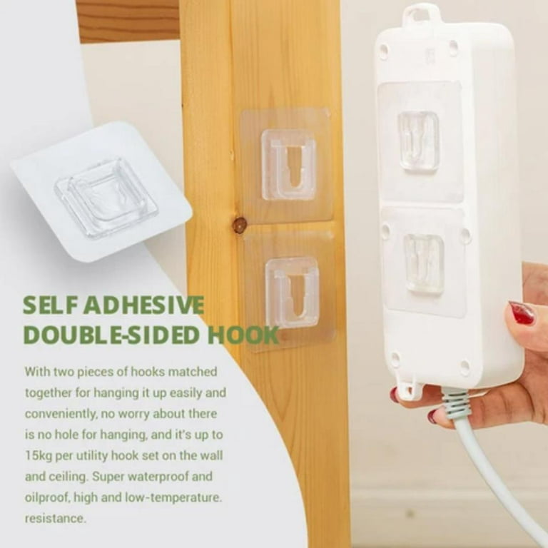 Double-Sided Adhesive Wall Hooks, 10 pairs Clear Sticking Hook Self Adhesive  Hooks Without Punching No Scratch Storage Wall Hook for Bathroom Kitchen  Office 