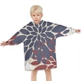 thumbnail image 3 of Red and Blue Pioneer Flower Pattern Blanket Hoodies for Kids 6-13YR Oversize Wearable Blanket Hoodies for Boys Girls Teens, 3 of 7