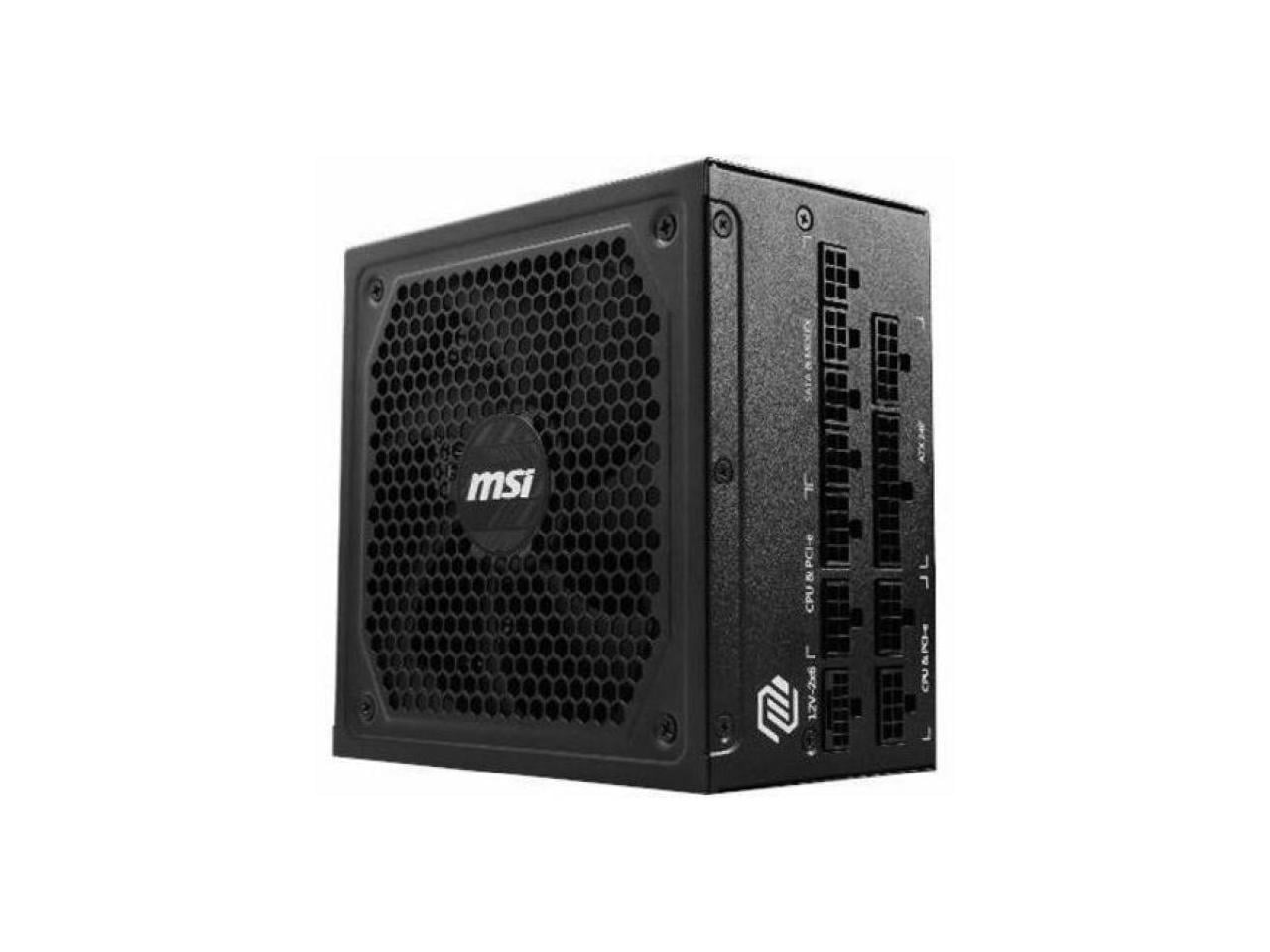 MSI MAG 1000W Power Supply - Internal - 120 V AC, 230 V AC Input - 1000 W - Active PFC - PCI Express Connector - 1 Fan(s) - NVIDIA SLI Supported - 90% Efficiency