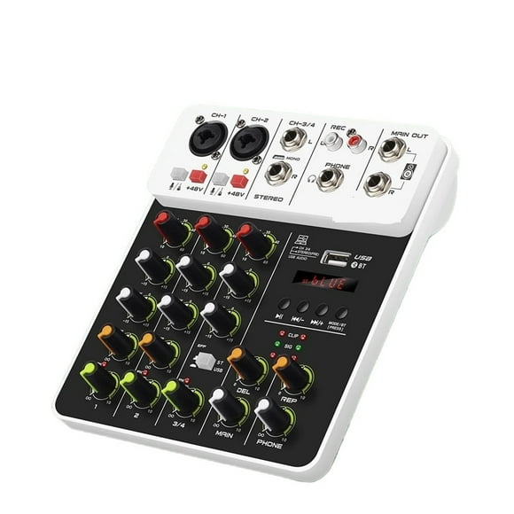 Mixer DJ Controller With Bluetooth USB, 4/8Channel Mixer For PC Recording ,Smart Fader