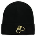 thumbnail image 5 of Handcuff Icon Embroidered Big Size Superior Cotton Long Knitting Beanie - Black XL-3XL, 5 of 5
