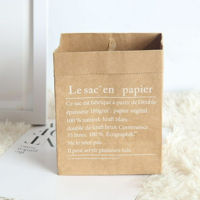 Sac de Rangement Mignon en Papier Kraft Sac à Linge Jouets pour Bébés Enfants Sac de Rangement pour Fleurs de Fruits