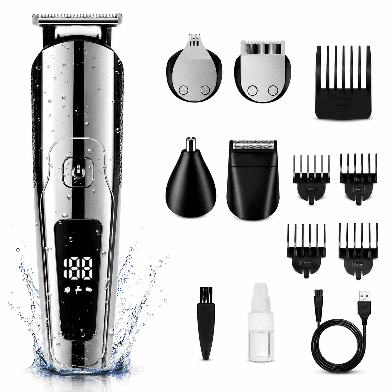 Taylarm Beard Trimmer for Men, 5-in-1 Hair Clippers Grooming Shaving Kit T-Blade Trimmer Electric Shaver Razor Nose Hair Trimmer Hair Cutting Kit, Gifts for Men Husband Father