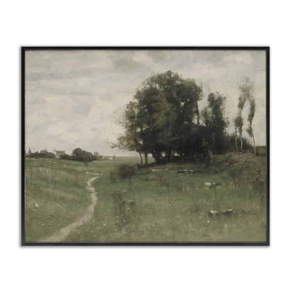 Stupell Industries French Country Vintage Farmhouse Countryside Path Black Framed Giclee Art, 14 x 11, by Riley B