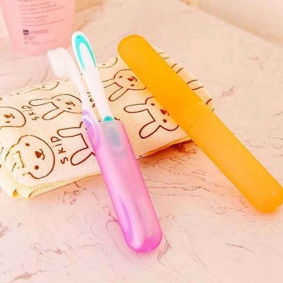 Caja para cepillos de dientes de color caramelo, funda portátil para cepillos de dientes, caja de plástico para cepillos de dientes, caja de almacenamiento para limpieza de cepillos de dientes de