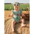 thumbnail image 4 of BemeyourBBs Newborn Baby Girl Boy Football Golf Baseball Outfit Cute Infant Spring Summer Clothes Bubble Rompers Flying Sleeve Soccer Ball Embroidery Cute Ruffle Jumpsuit Playsuit Headband, 4 of 9