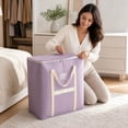 thumbnail image 6 of Large Non-Woven Quilt Storage Bag Style Foldable Clothes Bedding Organizer Box Bin 20x20x16 Inches Thick Moving Storage Tote, 6 of 6