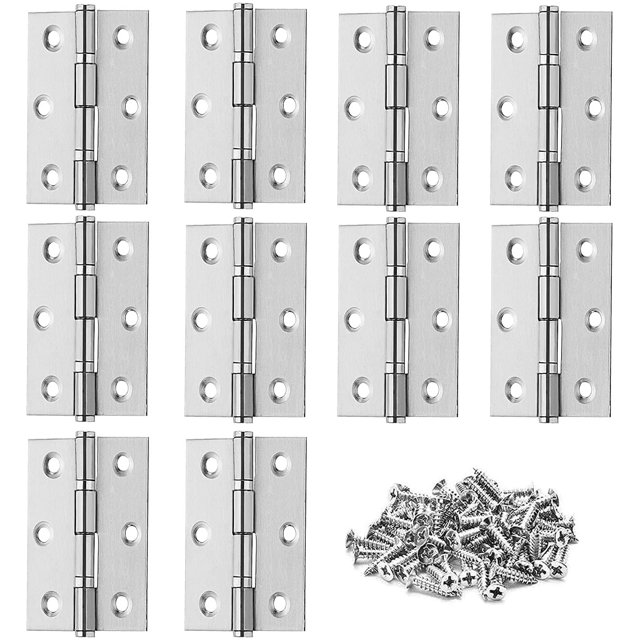 Bisagra de puerta de 10 piezas, bisagra de acero inoxidable, bisagra invisible, bisagra plana, puerta de armario/puertas pequeñas/cajones/ventanas/pianos/armarios de joyero