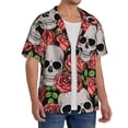thumbnail image 4 of Daiia Skull and Roses Men's Linen Shirts Short Sleeve Casual Shirts Button Down Shirt for Men Beach Summer Wedding Shirt-X-Large, 4 of 7
