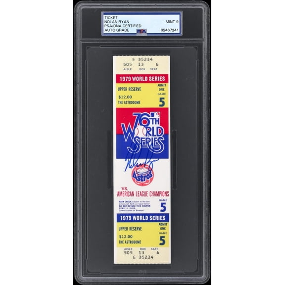 Nolan Ryan Signed 1975 World Series Ticket PSA DNA 9 MINT Houston Astros