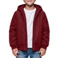 thumbnail image 7 of Boys Midweight Puff Jacket with Hood Zip Up Warm Relaxed Fit Casual Kids Winter Coats Red 14 Years, 7 of 7