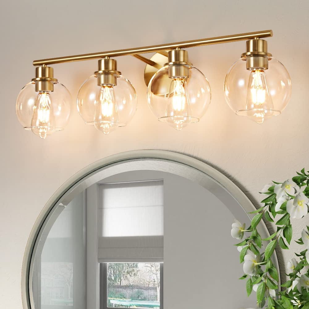 Gold Vanity Lights for Bathroom 4 Lights Industrial Wall Mounted Over