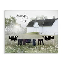 Stupell Laundry Day Rural Cows Meadow Nature Painting Gallery Wrapped Canvas Print Wall Art