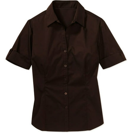 George - Women's Short-Sleeve Button-Down Shirt - Walmart.com