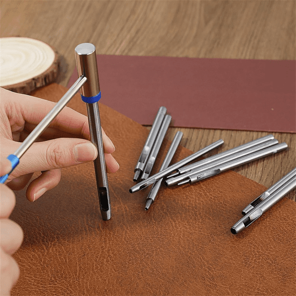10 Piece Leather Hole Punch Tool Set, 0.5mm-5mm Watch Strap Punch Round Hole Punch for Belts, Canvas