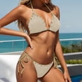 thumbnail image 4 of Swimming Suits for Women Three-Point Bikini Stylish Adjustable Solid Color Beige Bathing Suits for Women M, 4 of 7