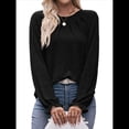 thumbnail image 3 of Camisas de Larga para Mujer, Moda Otoño 2025, Blusas Elegantes e Informales, Blusas Tipo Túnica Plisadas con Cuello Redondo. Negro M, 3 of 10