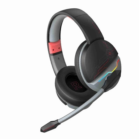 M Buder Wireless Gaming Headset, Over-Ear Headphones with 50mm / 1.97 inches Driver, Black/Red