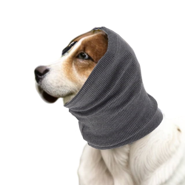 Cojín para perros que calma, orejeras de protección contra ruidos, capucha calmante para perros con ansiedad M gris