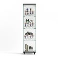 thumbnail image 5 of Tcbosik Display Cabinet, Floor Standing Curio Cabinet with 3 Acrylic Shelves, Small Glass Cabinet with Lock and Wheels for Living Room Bedroom Office, Black, 5 of 10