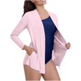 thumbnail image 2 of Sevevn Cardigan Sweaters for Women Women's Solid UPF 50+ Cardigan Sun Shirts Long Sleeve Sun Wrap With Pockets Ice Silk Sunscreen Jacket Savings Up to 30% Off Pink XXL, 2 of 6