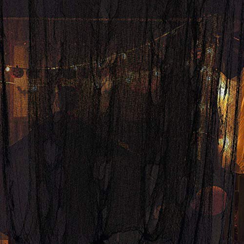 LeeSky 2 piezas de tela negra espeluznante, tela espeluznante de Halloween 5 yardas x 30 casas embrujadas espeluznantes entradas para fiestas al aire libre decoraciones para fiestas de Halloween LeeSky 688209804263
