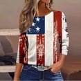 thumbnail image 5 of Conairie Womens Patriotic T Shirts 3/4 Sleeve Crew Neck Loose 4th of July Shirt With American Falg Print Summer Fashion Casual Tops Red XXXL, 5 of 6