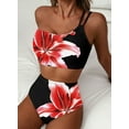 thumbnail image 5 of DOKOTOO Bikini Sets for Women One Shoulder High Waist Floral Print Swimsuit with Tummy Control Stretchy Bathing Suit, 5 of 8