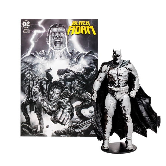 DC DIRECT - BLACK ADAM WV1 - BATMAN Variante en ART Linéaire (Étiquette Or)(SDCC) Figurine 7 Po avec Bande Dessinée