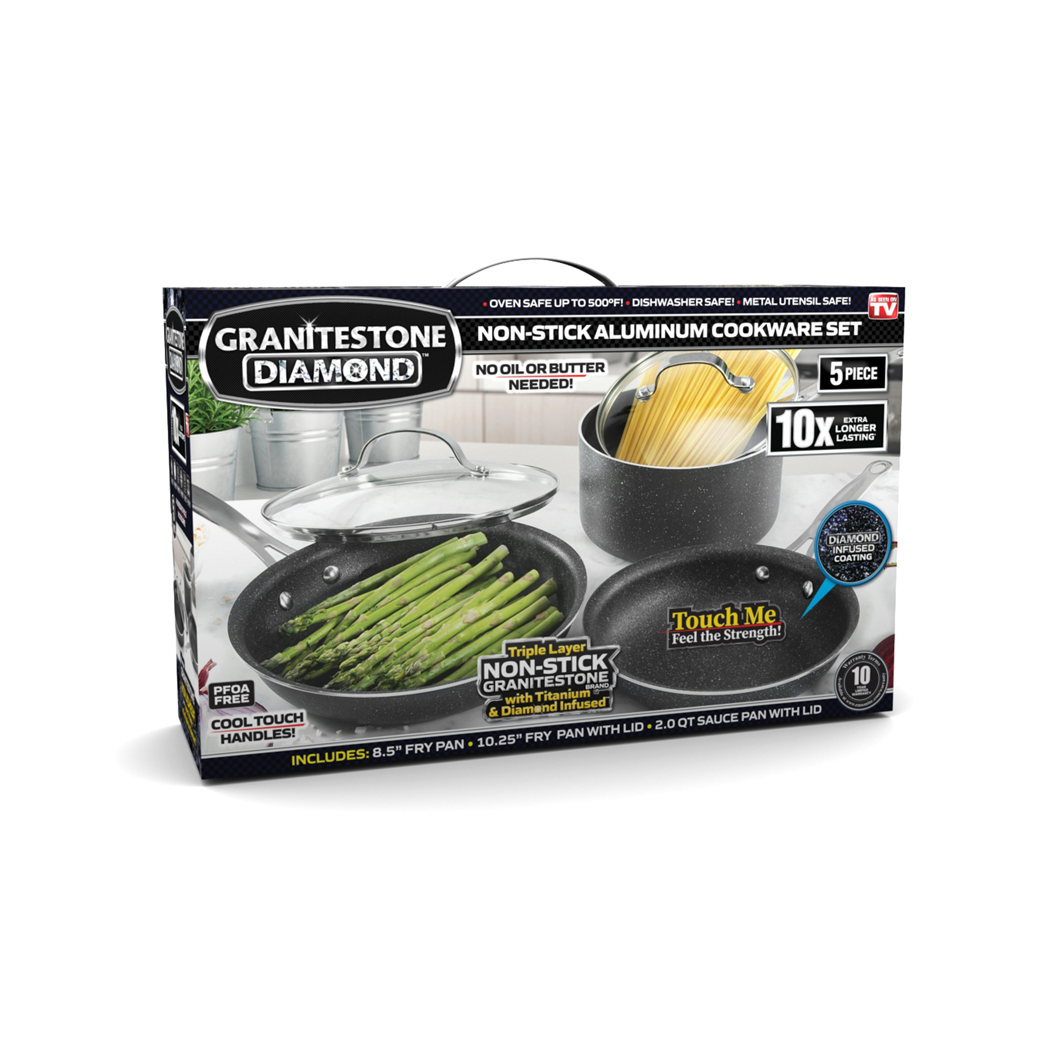As Seen on TV! Granite Rock Ultimate Nonstick 5 Piece Kitchen Cookware Set