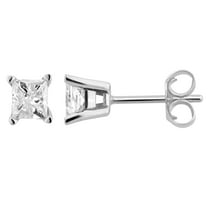 Arista 1/4 Ctw Princess Cut Natural Diamond Stud Earrings in Sterling Silver