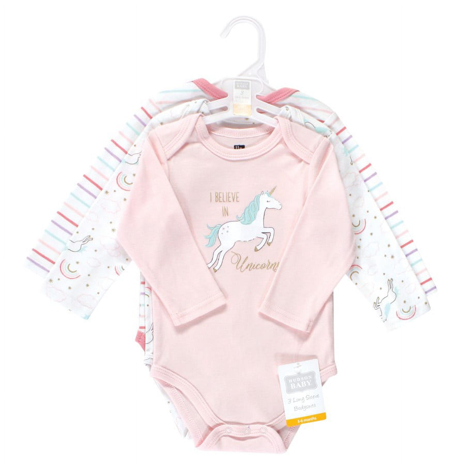 Hudson Baby Cotton Long-Sleeve Bodysuits, 3-Pack, Newborn- 24 Months