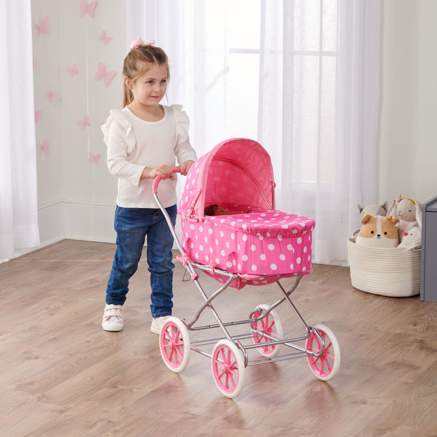 Badger Basket Just Like Mommy 3-in-1 Doll Pram/Carrier/Stroller - Pink/Polka Dots - image 3 of 13