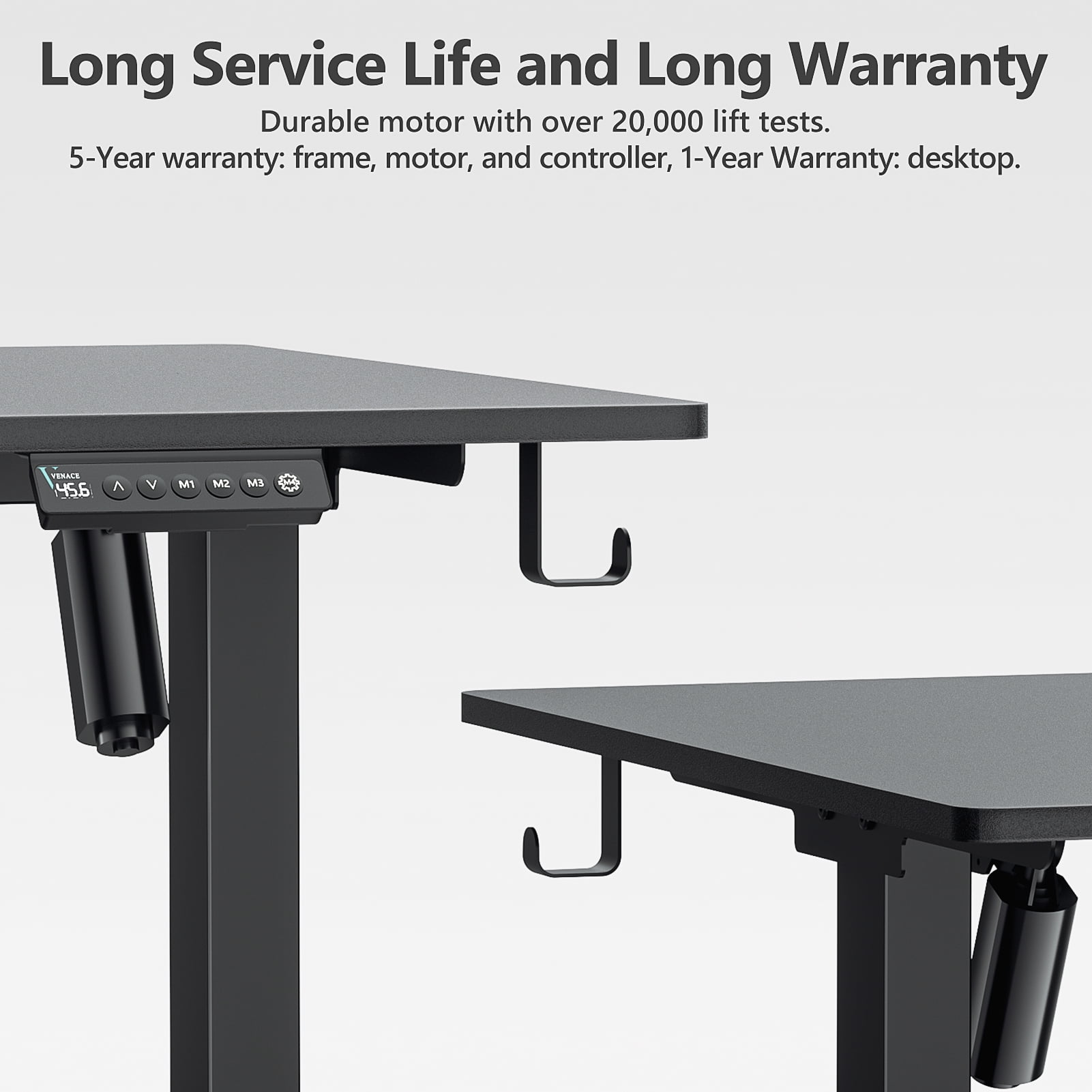 VVENACE Electric Standing Desk, Office Desk, Computer Desk, 55 inch 4 Memory Height Ergonomic Sit Stand up Desk, Height Adjustable Desk, Black, 2 Split Boards