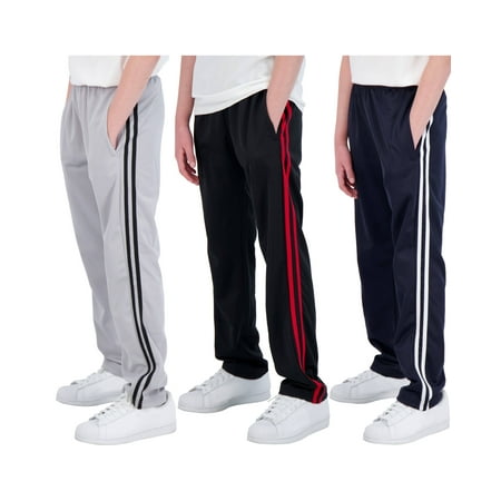 3 Pack: Boys' Tricot Open Bottom Fleece-Lined Sweatpants with Pockets
