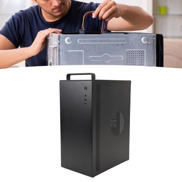 Caja De Computadora De Escritorio, Caja De Computadora Micro ATX ITX 4 Ranuras De Expansión PCIE Soporte HDD SSD De Metal Para Oficina