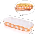 thumbnail image 2 of 500 Pcs Paper Hot Dog Trays, 6'' Disposable Hot Dog Boats Fluted to Go Paper Food Tray Small Hotdog Holders for Concession Stand Party Food Truck Hot Dog Cart Accessories, Orange, 2 of 7