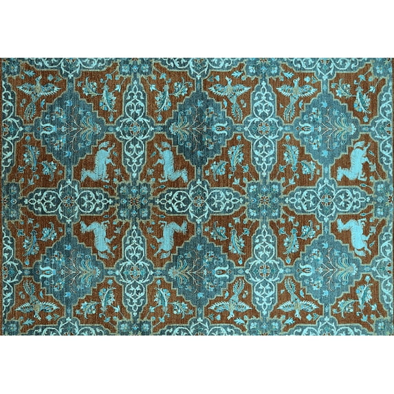 Ahgly Company Indoor Rectangle Oriental Light Blue Industrial Area Rugs, 2' x 4'