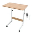 thumbnail image 2 of Laptop Cart, Sturdy C Shaped Mobile Compact Bed Side Table Wood Iron Height Adjustment  for Hospital Walnut, 2 of 7