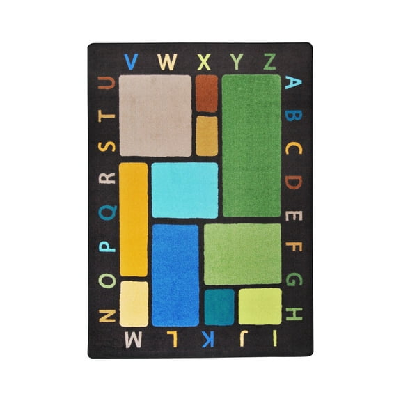 Joy Carpet Kid Essentials Early Childhood Building Blocks Rug Rectangle Earthtone 7'8" x 10'9"