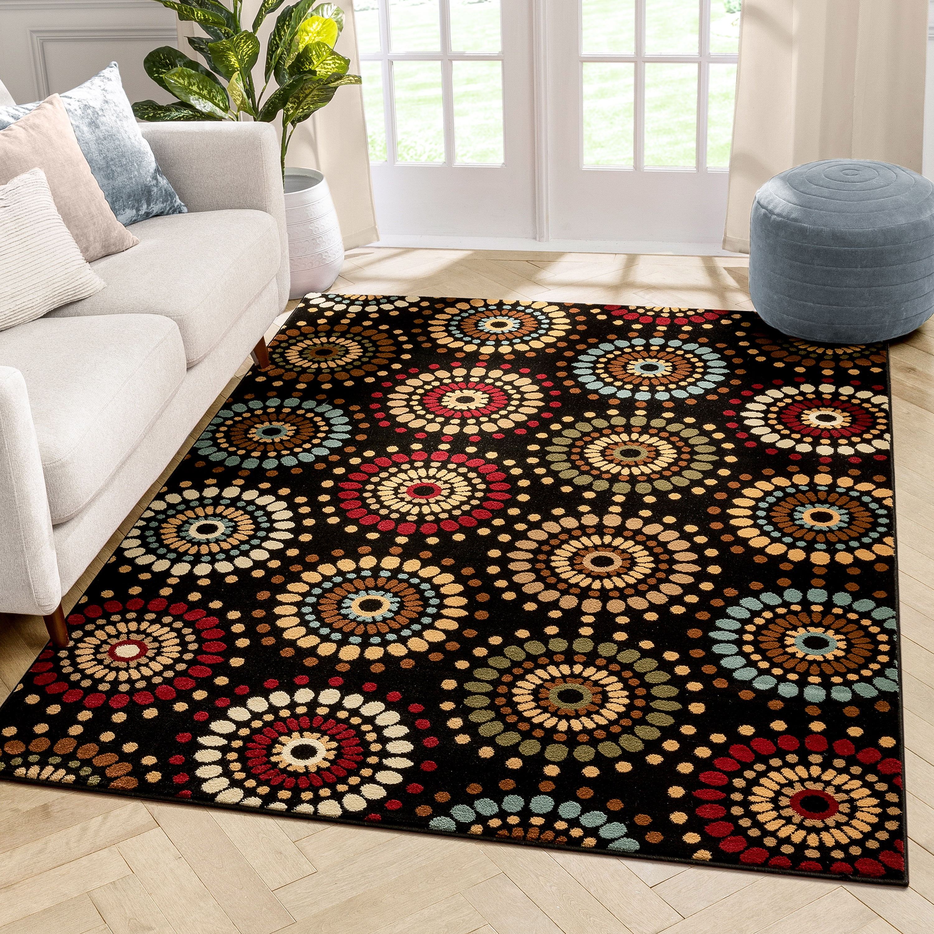 Noble Palace Red French European Formal Traditional Area Rug 5x7 Easy to Clean Stain Fade Resistant Shed Free Modern Contemporary Floral Transitional Soft Living Dining Room Rug 5'3 x 7'3 
