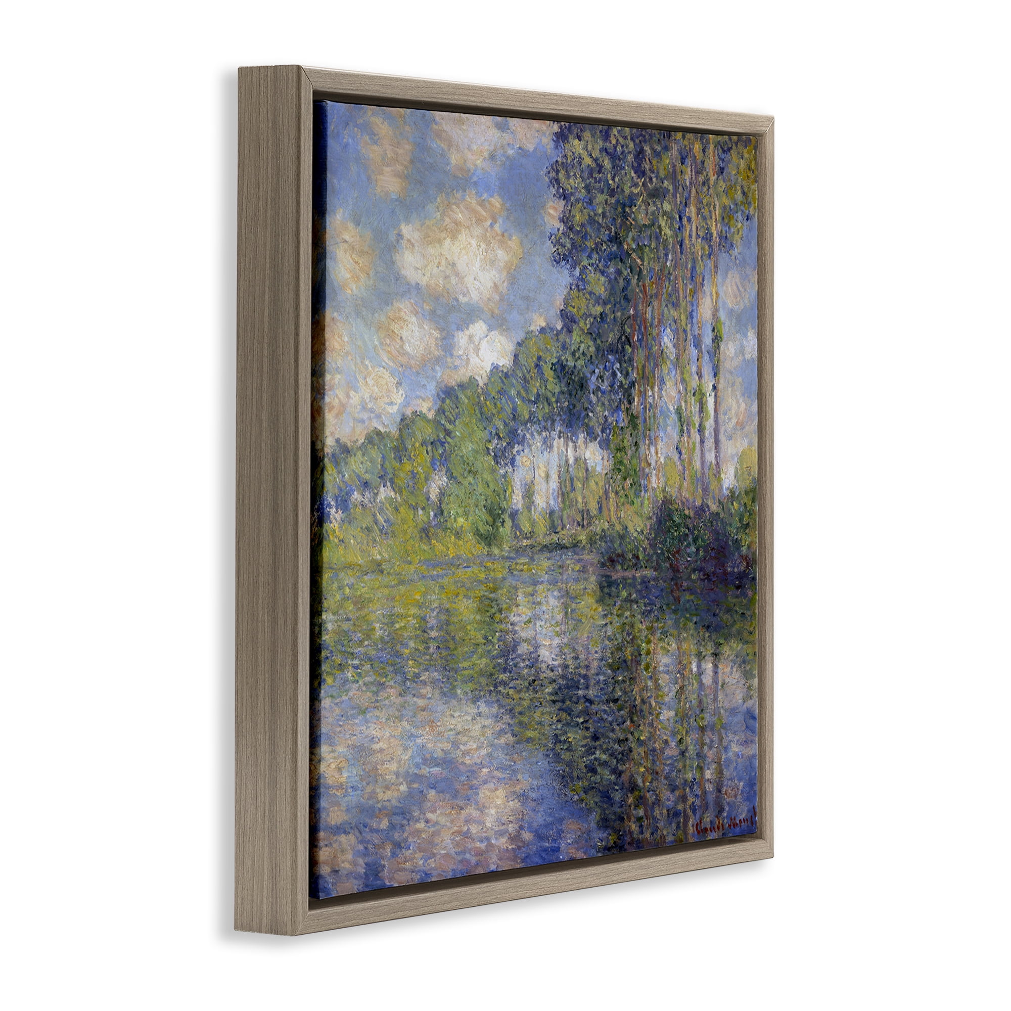 Stupell Industries Classic Monet Poplars on the Epte Landscape & Nature Painting Brown Floater Framed Canvas Art Print Wall Art, 25 x 25