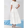 thumbnail image 6 of PRETTYGARDEN Womens Boho Maxi Dress Floral Summer Spring Short Sleeve V Neck A Line Embroidered Beach Vacation Dresses, 6 of 8