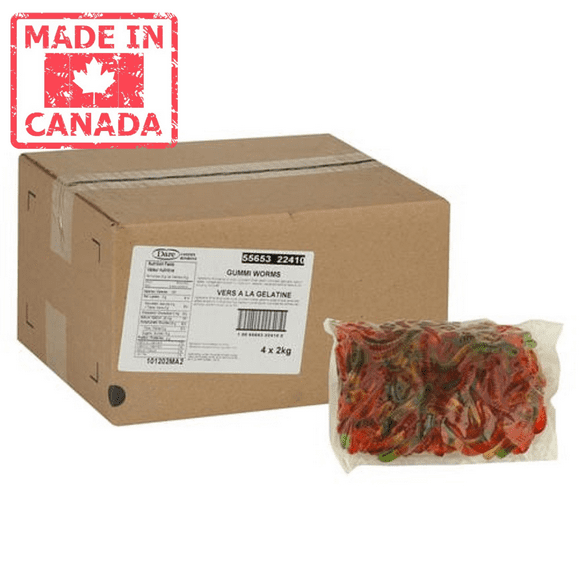 Dare Candy Gummy Worm 2kg/4.41lbs (4/Case)- Canadian Made