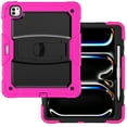thumbnail image 3 of Case for Lenovo Tab M11 11" 2024, Military Grade Protective Silicone PC Cover with Screen Protector & Adjustable Kickstand & Shoulder Strap & Pencil Holder & 3-layer Protection, Rose+Black, 3 of 8